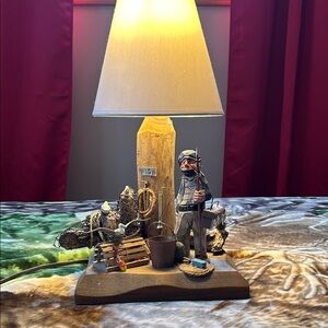 Nautical Fisherman Sculpture Lamp with Cream Shade